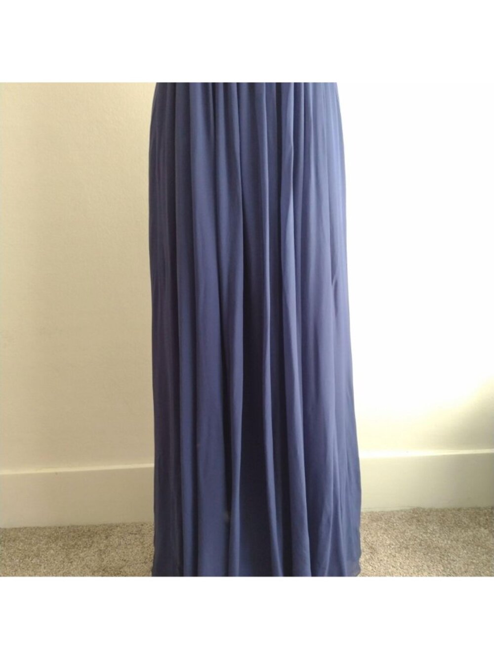 BCBG Max Azaria 100% Silk Beaded Gown 8 Strapless Prom Dress Navy Blue Grecian - Picture 7 of 11